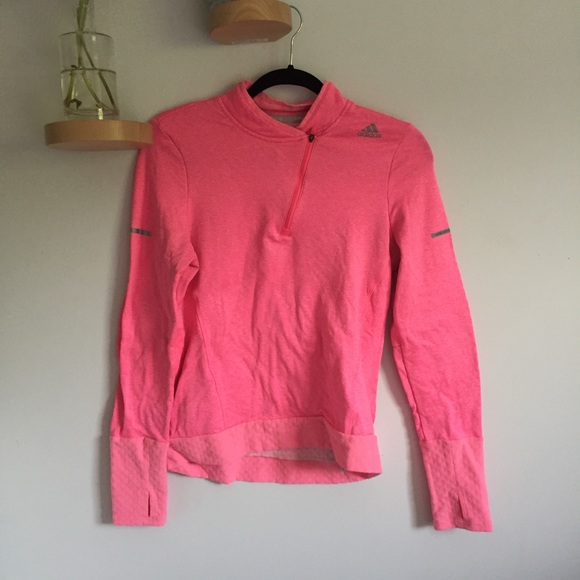 Adidas Running Hot Pink Zip Up Long Sleeve - Picture 1 of 6